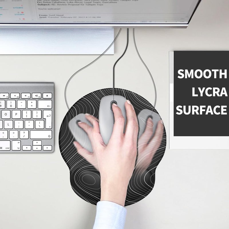 eulps Mouse Pad with Wrist Rest, Comfortable Computer Mousepad with Gel Wrist Support Smooth Surface and Non-Slip PU Base for Pain Relief, Laptop, Office & Home (Black Line) - Image 5